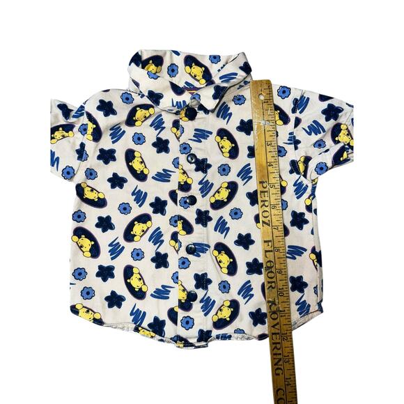 Vintage Disney Winnie the Pooh Baby Outfit Shirt Shorts Set button up preppy 6/9 - Picture 7 of 9